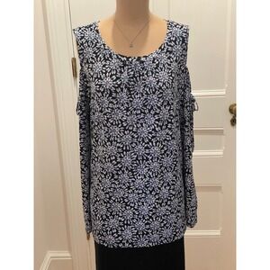 Michael Kors Plus Size 1X Cold Shoulder Long Sleeve Floral‎ Blouse Top